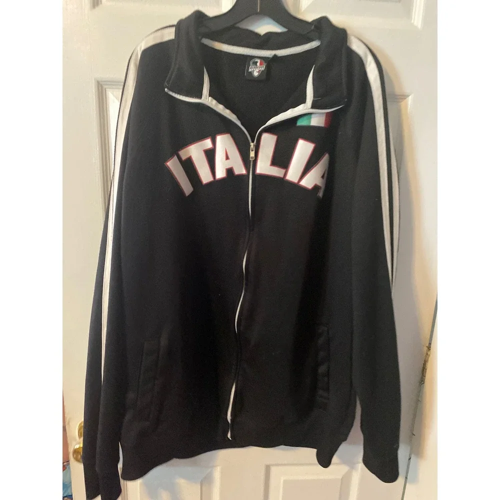 Hardcore Italians Italia Track Jacket Mens 3XL Black Full Zip Sportswear Coat